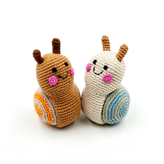 Pebble - Garden Bug Plush Snail Rattle – A Slow & Sweet Companion! : Brown