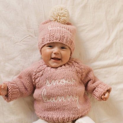 Huggalugs - Snow Bunny Rosy Beanie Hat for Baby & Kids: M (6-24 months)