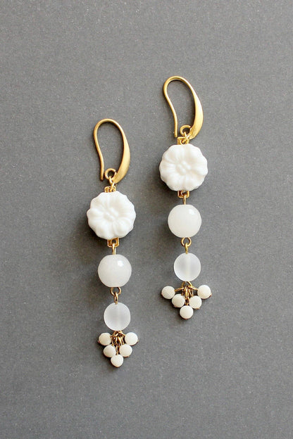 David Aubrey Jewelry - ISLE41 Vintage milk glass cluster earrings