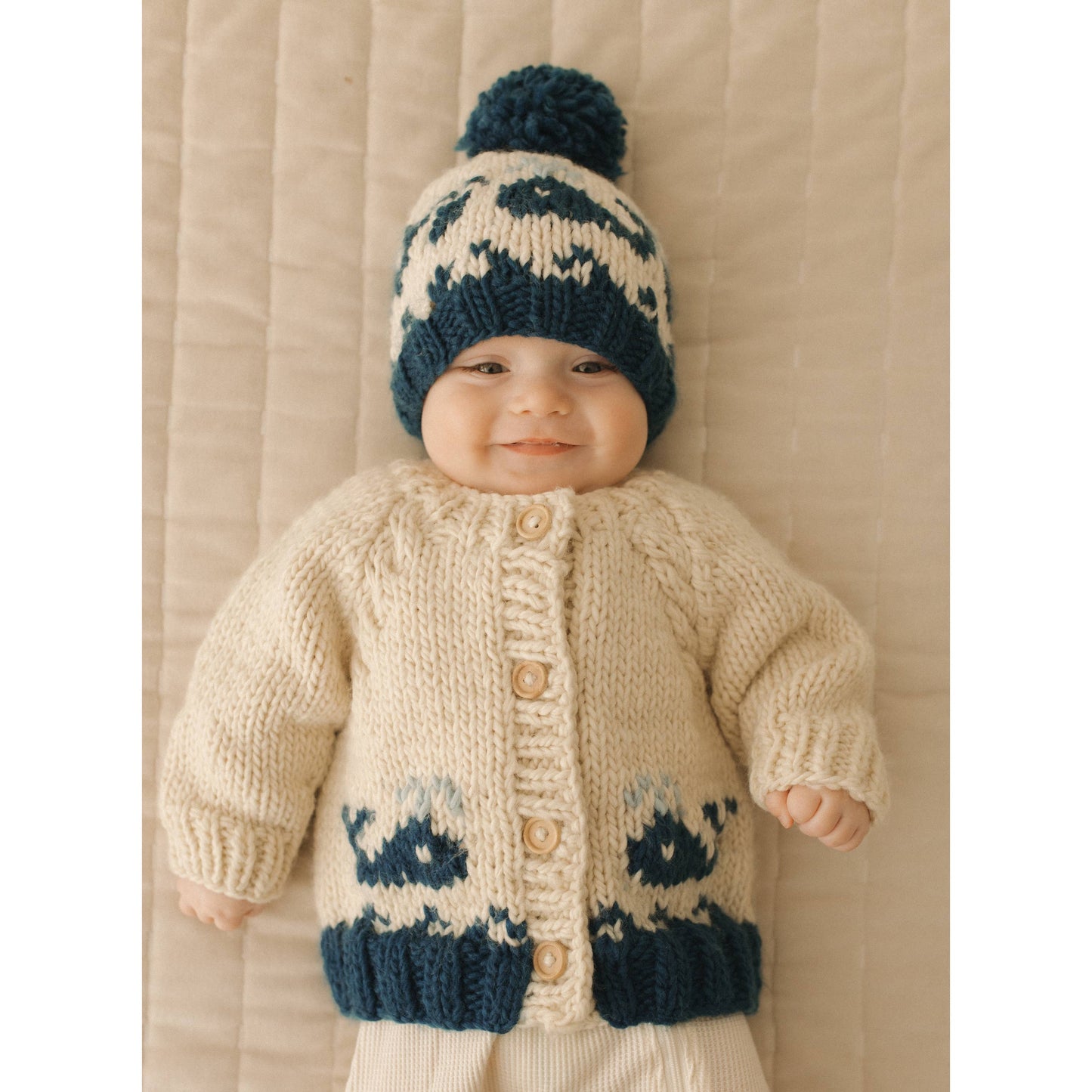 Huggalugs - Whale Cardigan Sweater for Baby & Toddler: 6-12 months