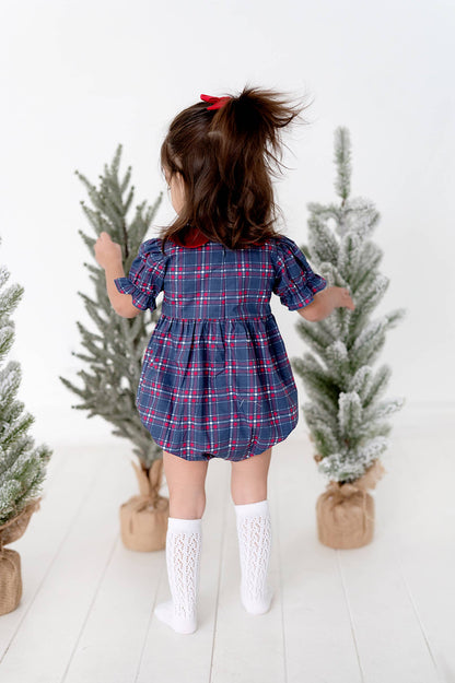 Ollie Jay - Quinn Collared Bubble in Holiday Plaid | Poplin Cotton: 6/12m