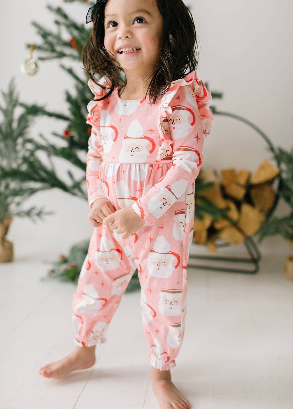 Ollie Jay - Mabel Romper in Santa Cocoa | Baby Christmas Clothing: 3/6m