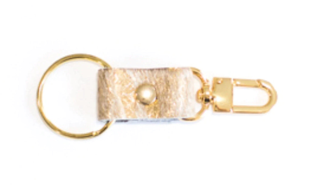 Beaudin - Key Chain | Leather & Hair on Hide - Gold