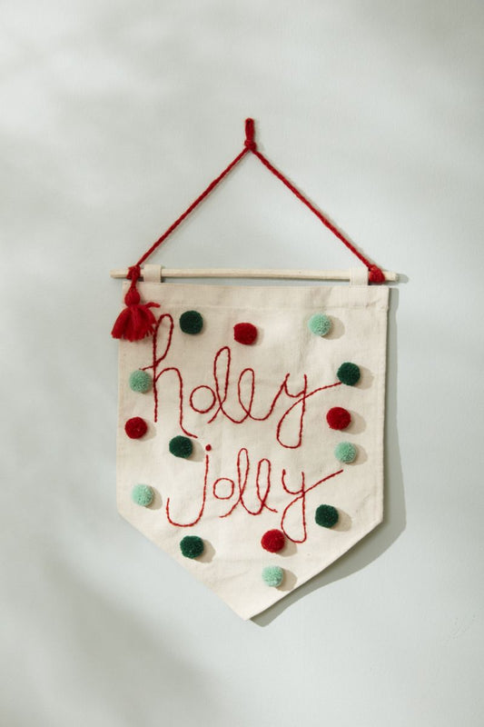 HOLLY JOLLY BANNER 12"X 0.5"X 16.5"