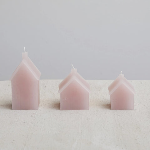 Unscented House Shaped Candle, Lavender Color (Approximate Burn Time 24 Hours)