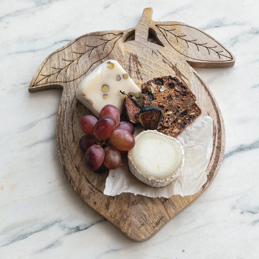 Mango Wood Laser Etched Lemon Shaped Cheese/Cutting Board