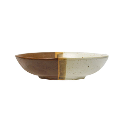 Stoneware Low Bowl, Reactive Glaze