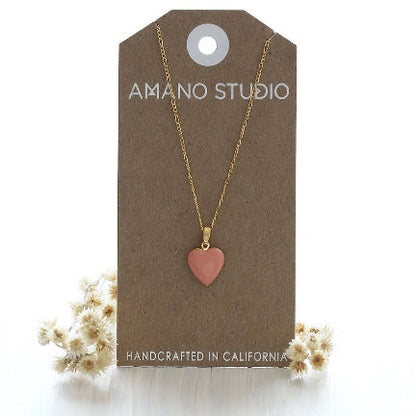 Amano Studio - Small Heart Enamel Locket - Rose