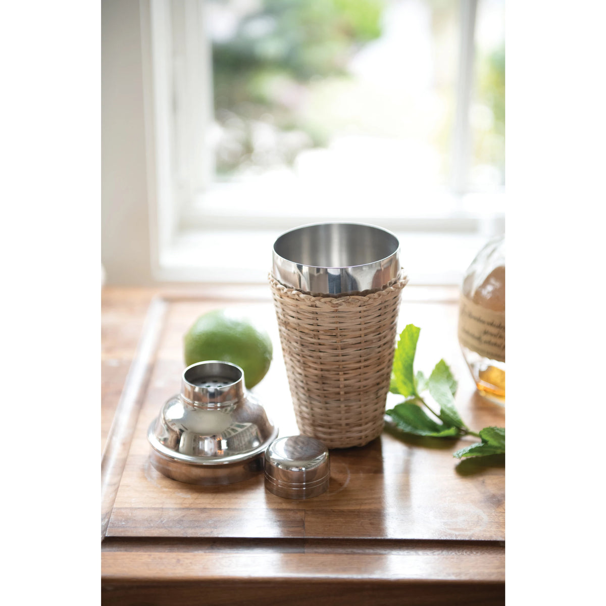 Shaker Rattan Insert Stainless Steel Cocktail Shaker with Rattan Sleeve – Urban Poppy