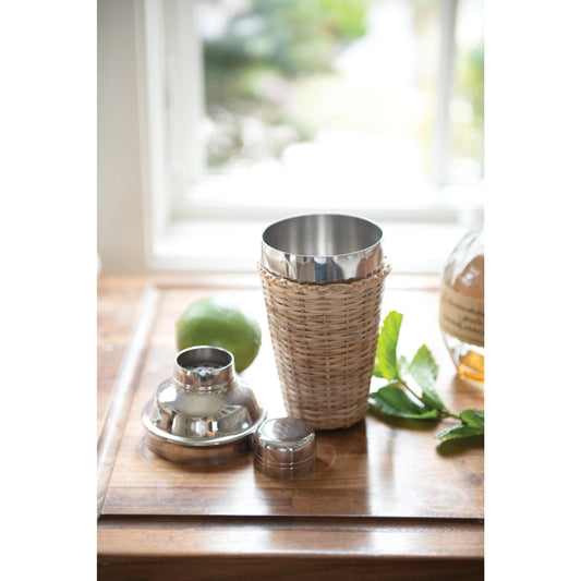 Stainless Steel Cocktail Shaker with Rattan Sleeve