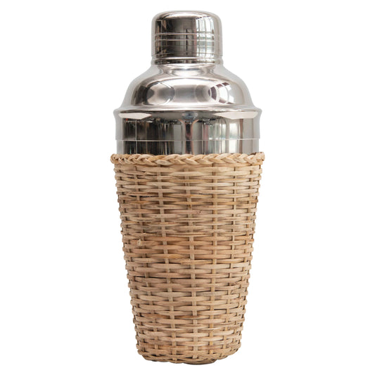 Stainless Steel Cocktail Shaker with Rattan Sleeve