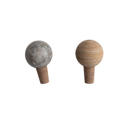 Marble & Cork Bottle Stopper, 2 Colors