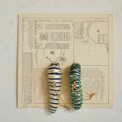 Hand-Painted Glass Caterpillar Ornament w/ Glitter