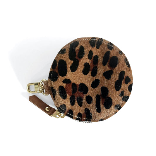 Beaudin Wholesale - Betty | Cowhide & Leather Circle Coin Purse, Gift for Women: Jaguar