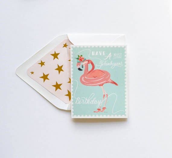 The First Snow - Flamboyant Happy Birthday Greeting Card