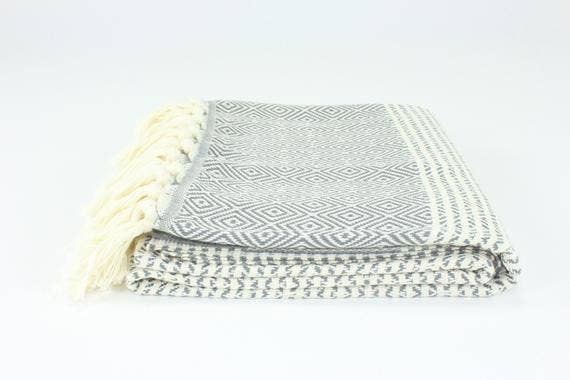 TURKISH LINEN & TOWELS, LLC - Premium Turkish Striped Diamond Pattern Towel