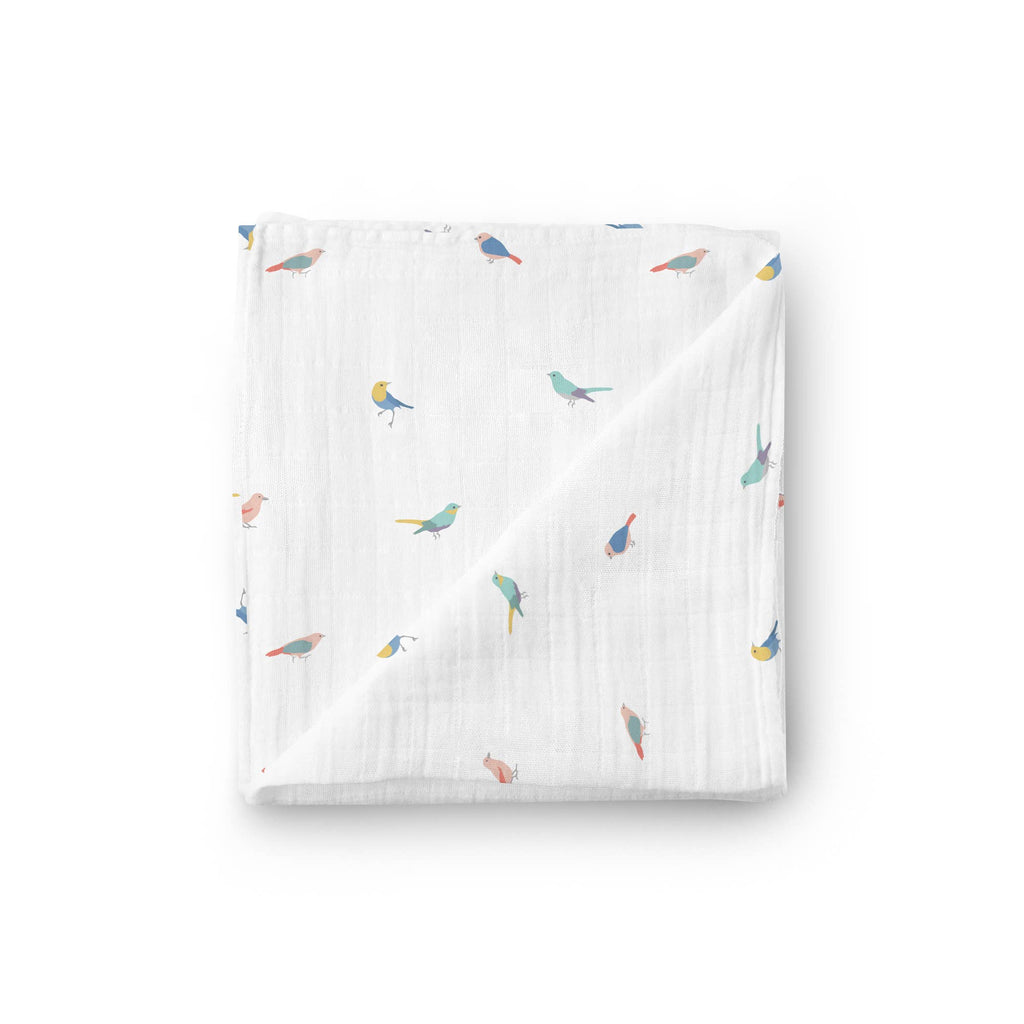 Little Kims - Muslin Swaddle Blanket, Unisex - Birds of a Feather
