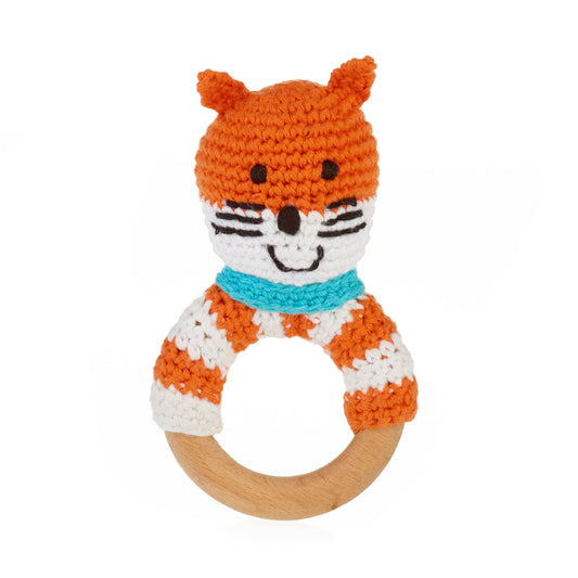 Pebble: Fox Wooden Teething Ring Rattle