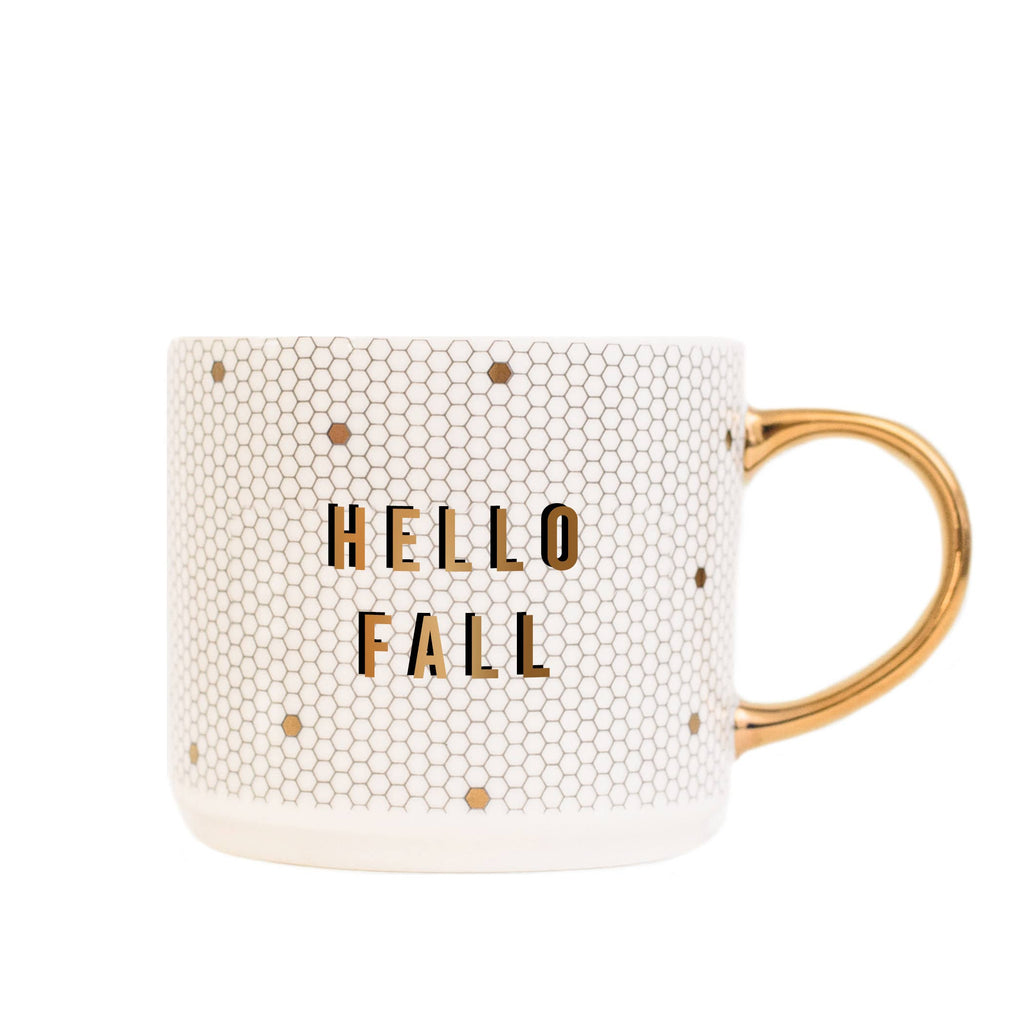 Sweet Water Decor - Hello Fall Gold Tile Coffee Mug - Home Decor & Gifts