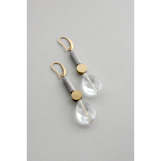 David Aubrey Jewelry - GNDE88 gray and crystal glass earrings