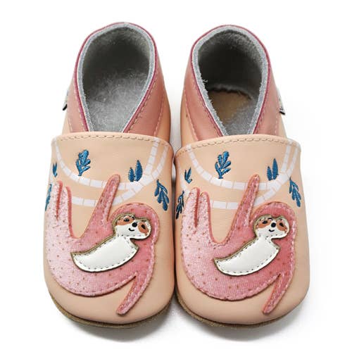 LAIT ET MIEL - Baby leather slippers - Sloth, 0-6 mo