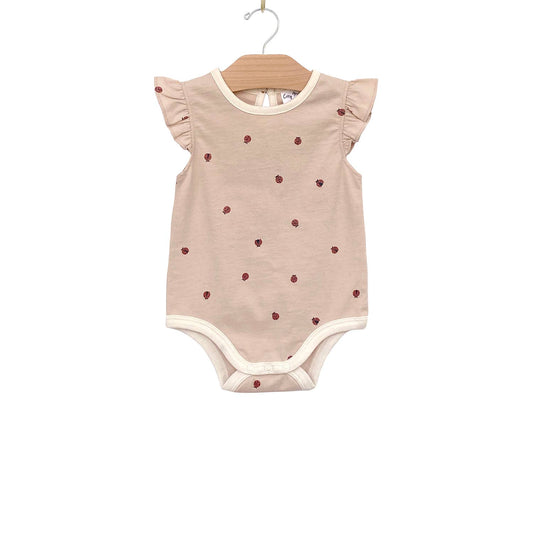 City Mouse Studio - Flutter Sleeve Bodysuit- Ladybugs 6-9 M