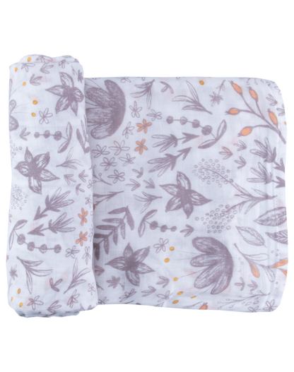 Captain Silly Pants - Single Swaddle Blanket - Blushing Blossoms