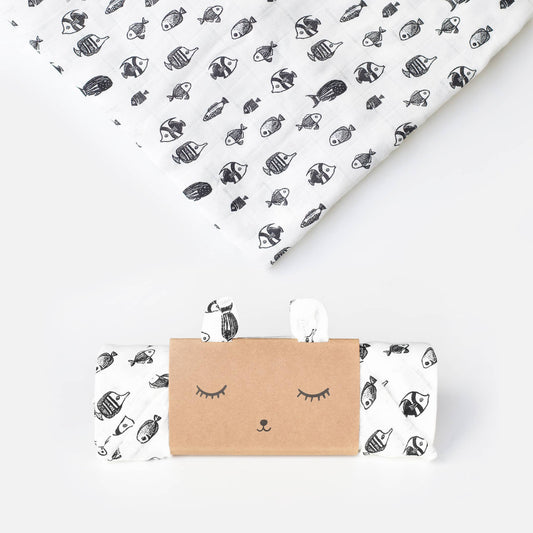 Wee Gallery - Organic Muslin Swaddle - Fish