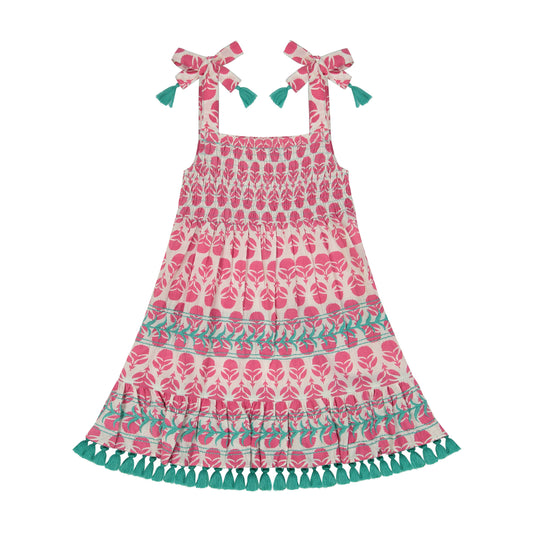 Mer St. Barth - maya dress-fuschia floral block print, 4 yrs