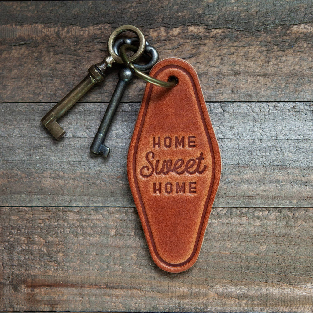 Home Sweet Home Leather Keychain Motel Style