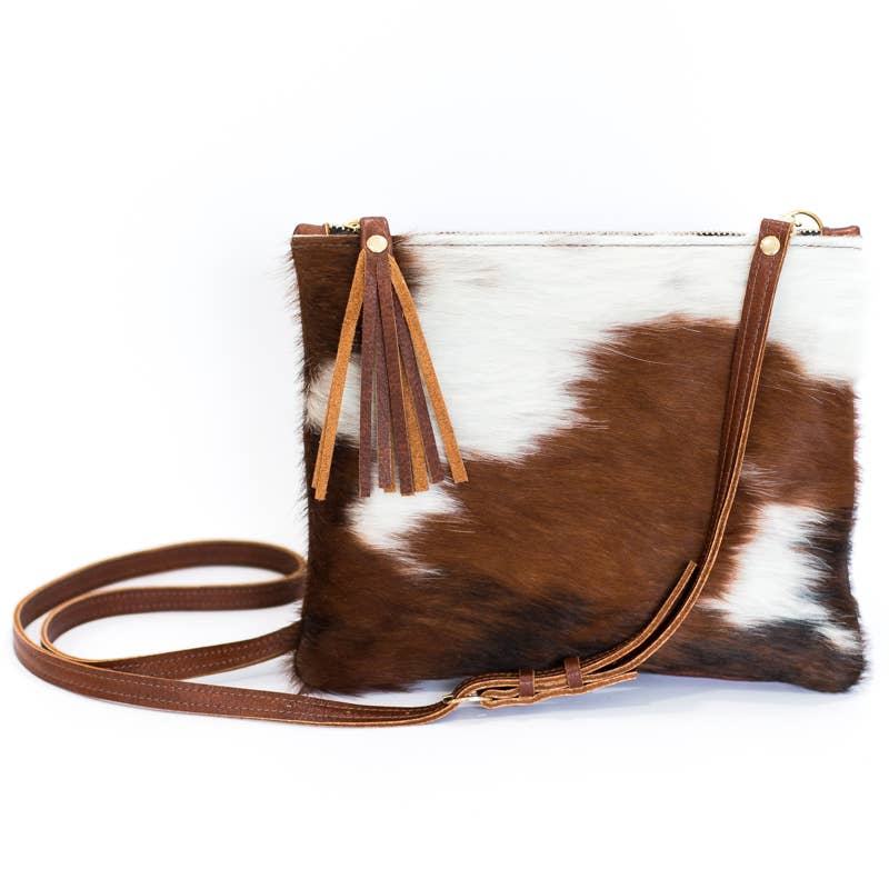 Beaudin - Caroline Crossbody | Brown+White Cowhide