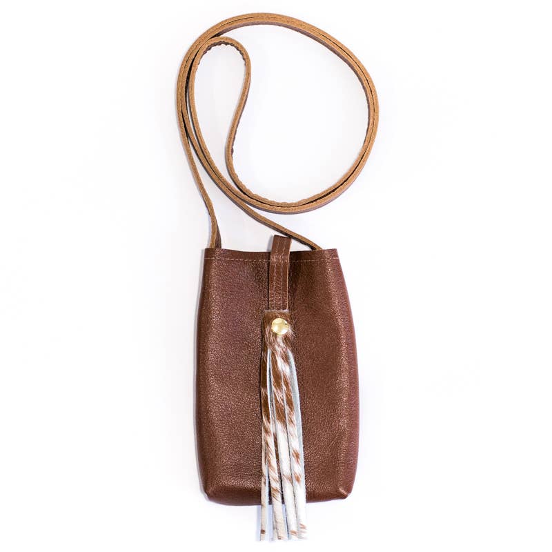 Beaudin - Phone Purse | Brown+White Cowhide & Leather