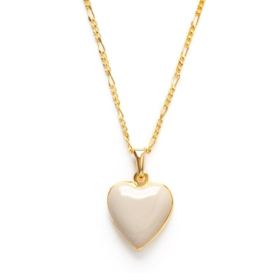 Amano Studio - Large Enamel Heart Locket - Beige