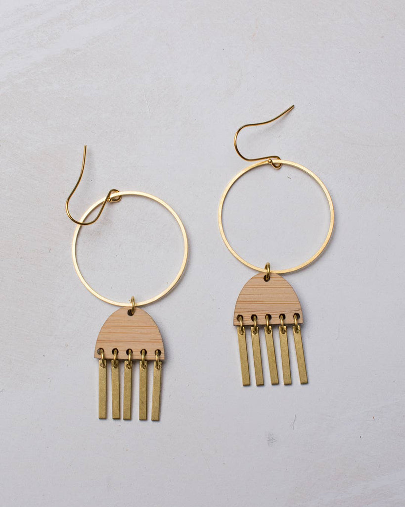 LHDUCK - Brass + Bamboo Hoops with Fringe