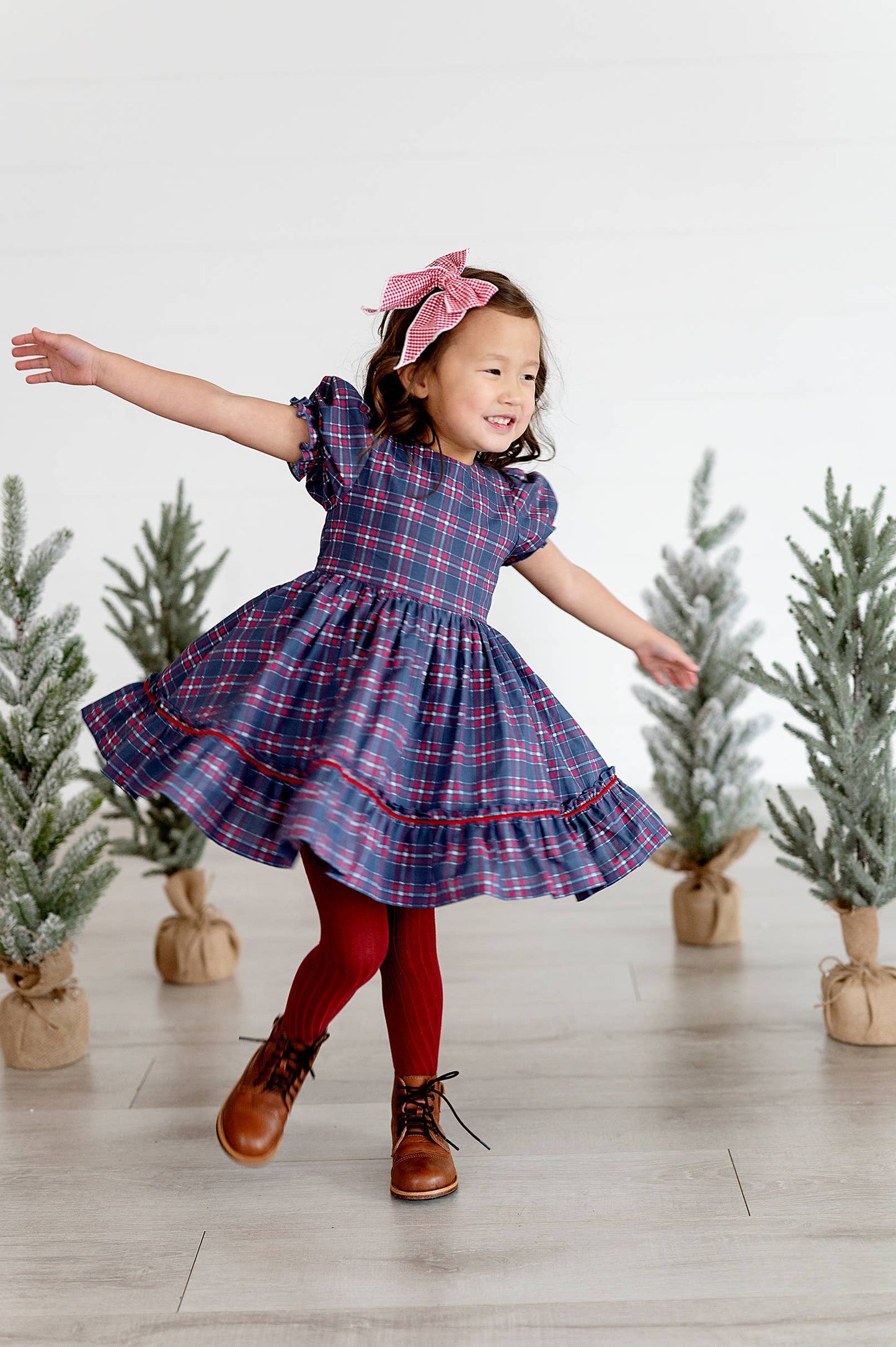 Ollie Jay - Aura Dress in Holiday Plaid | Poplin Cotton Dress: 8