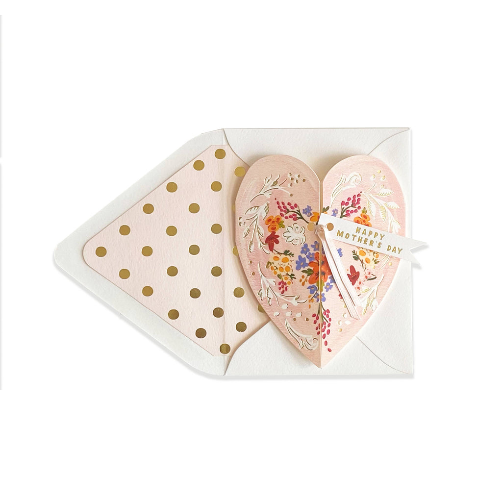 The First Snow - Happy Mother's Day Folding Heart Card/Pink