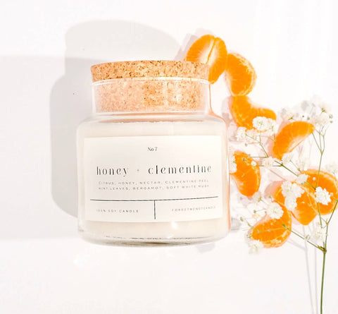Forget Me Not Candle - Honey + Clementine 22 oz Glass Candle