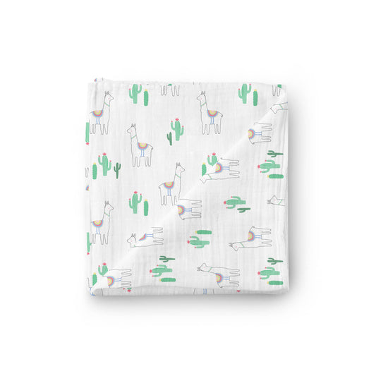 Little Kims - Luxury Muslin Swaddle Blanket - Little Llamas