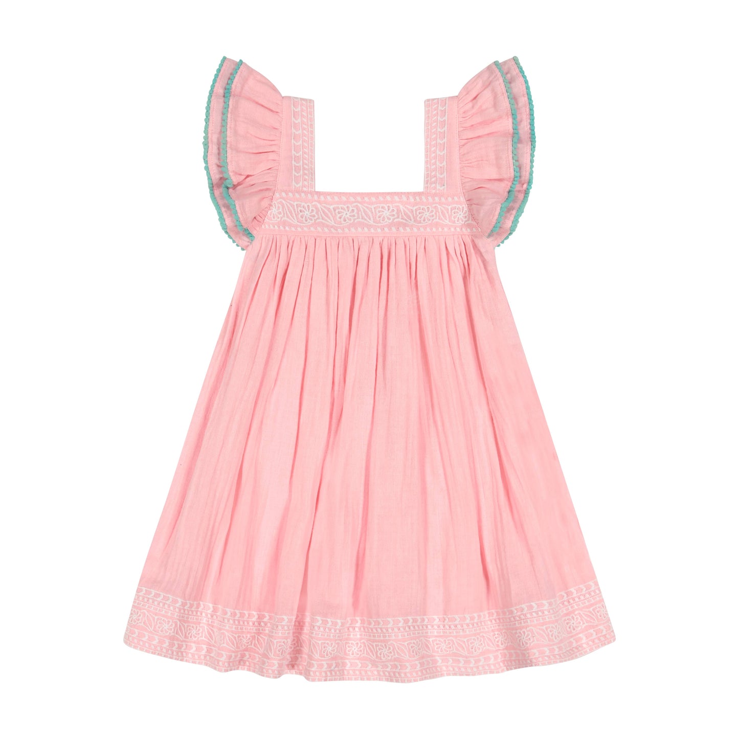 Mer St. Barth - Serena girl's pompom dress soft pink, 2 yrs