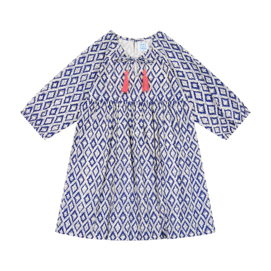 Mer St. Barth - Sara girl's popover dress navy ikat, 2 yrs