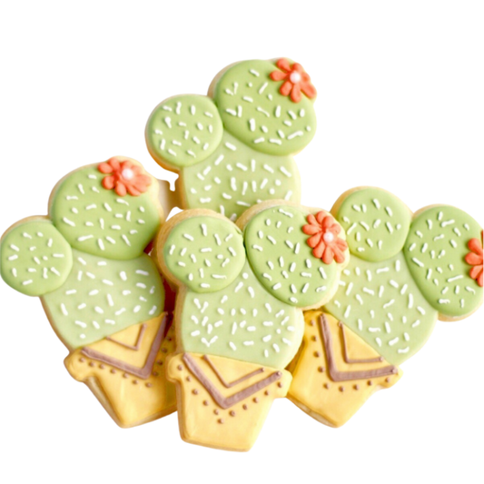 Sweet Sanctions LLC - Potted Cactus Cookie Set: 3 Round