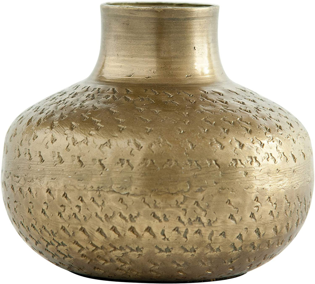 Antique Brass Debossed Metal Vases