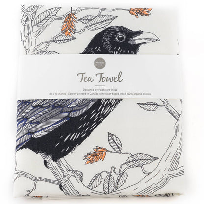 Porchlight Press Letterpress - Common Raven Tea Towel - West Coast Birds