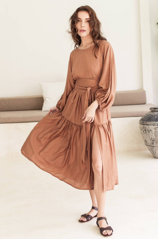 Bali ELF - Thalia Midi Dress - Brown Gold