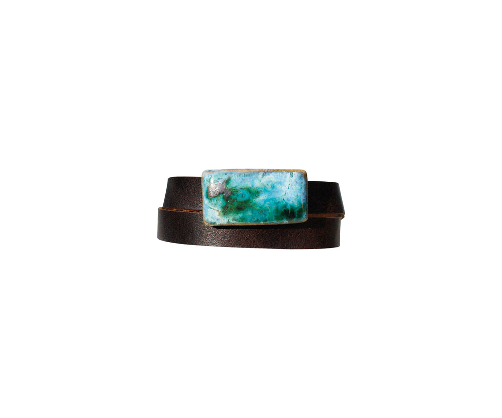 Dandy Jewelry - Rectangle Wrap and Choker: Brown Leather, Earth