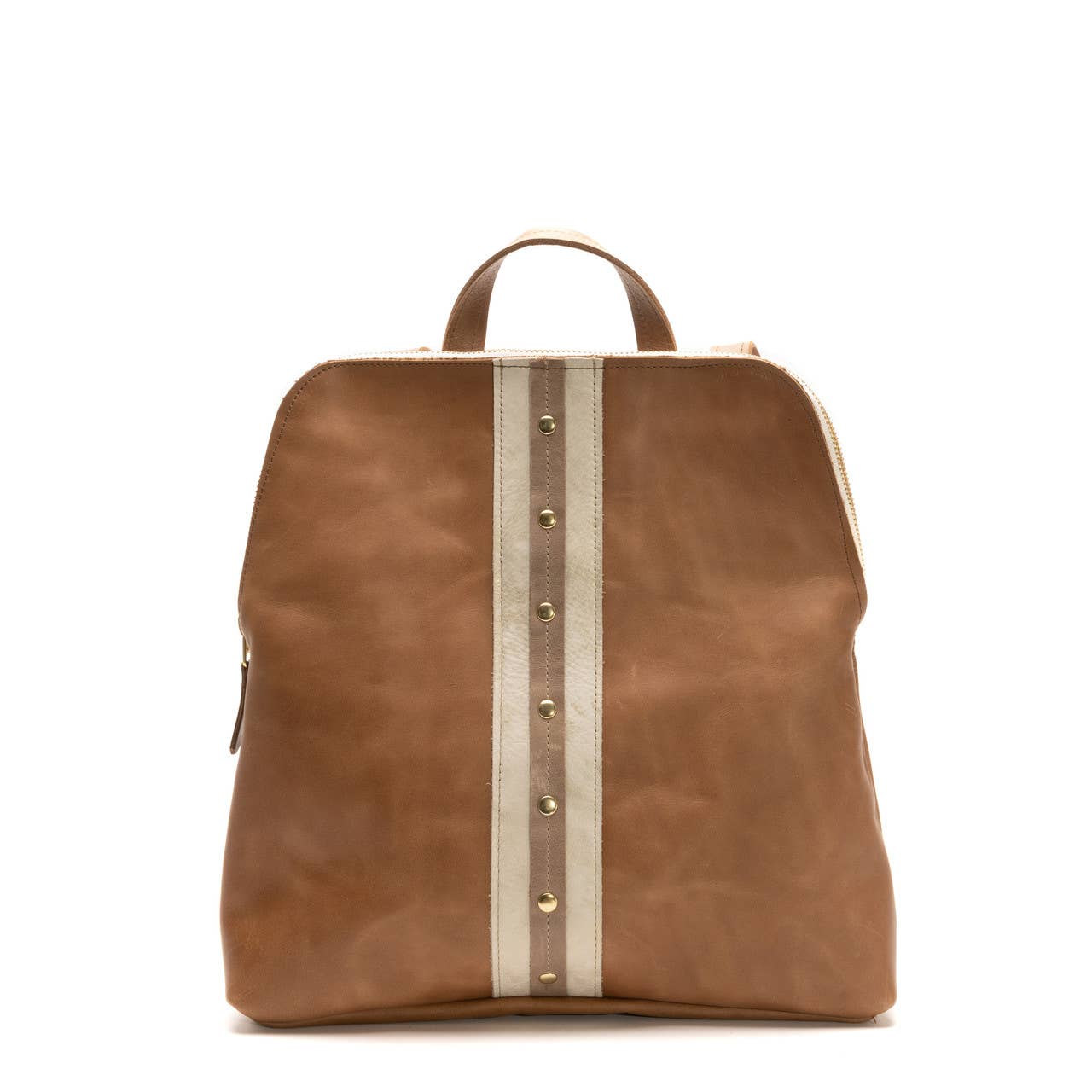 Beaudin - Riley Leather Backpack | Cognac Stripe