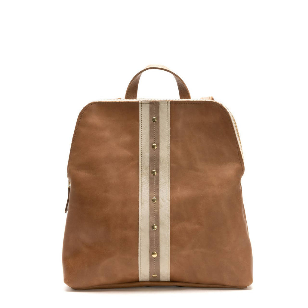 Beaudin - Riley Leather Backpack | Cognac Stripe