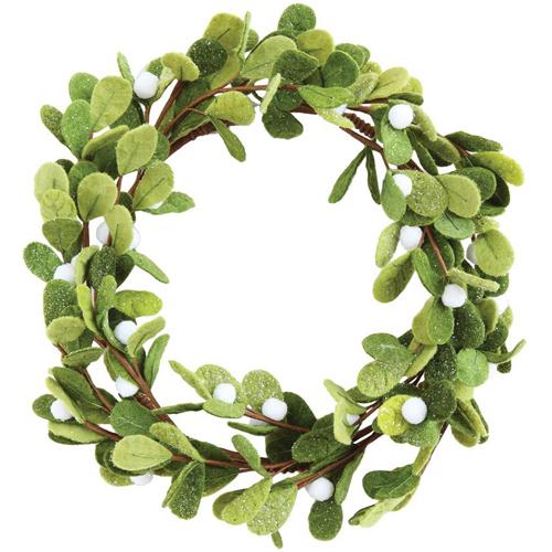 Festive Felted Mistletoe Wreath 16"