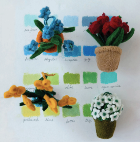 Wool Felt Flower Pot Ornament, 4 Styles
