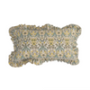 Cotton Lumbar Pillow with Floral Pattern and Ruffle